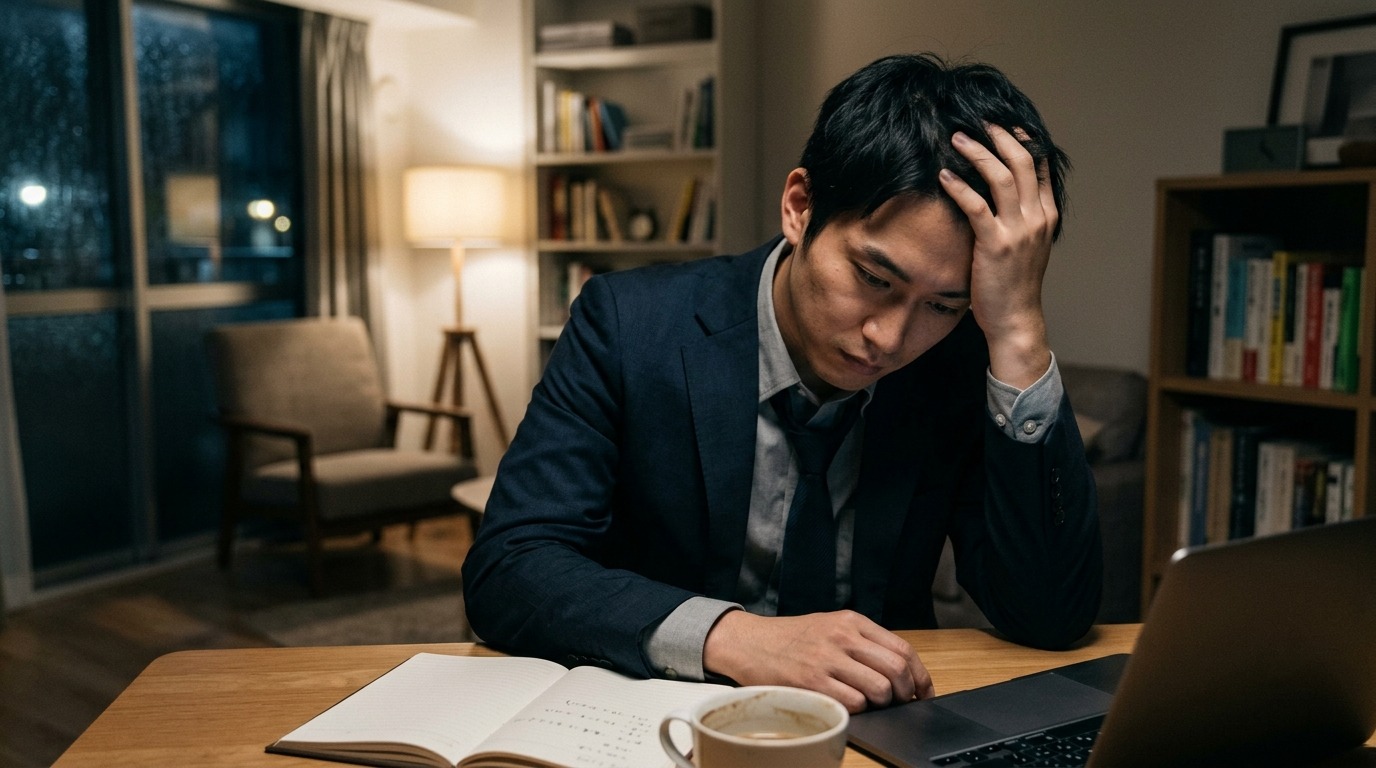 一人で悩みを抱え込んでいる日本人のビジネスパーソン