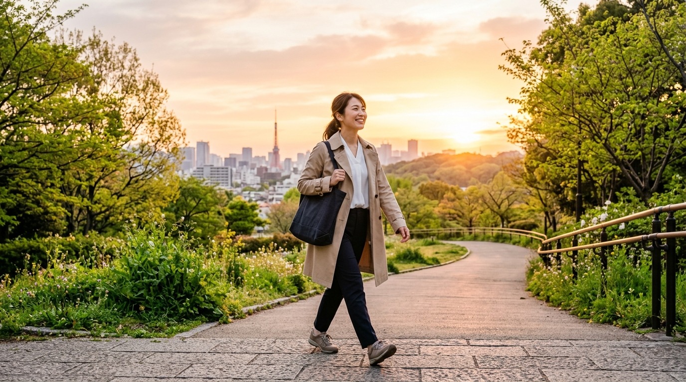 気持ちを切り替えて前向きに歩き出す日本人のビジネスパーソン